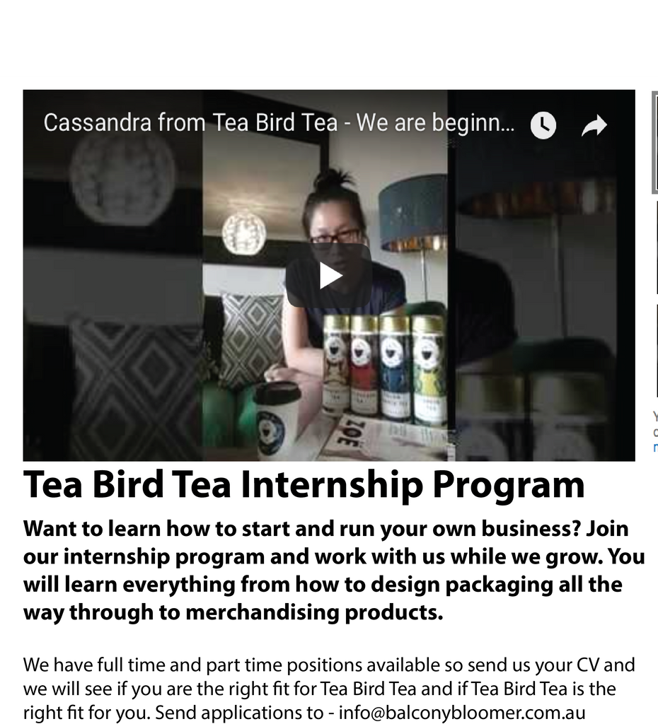 Tea Bird Tea Internship Program